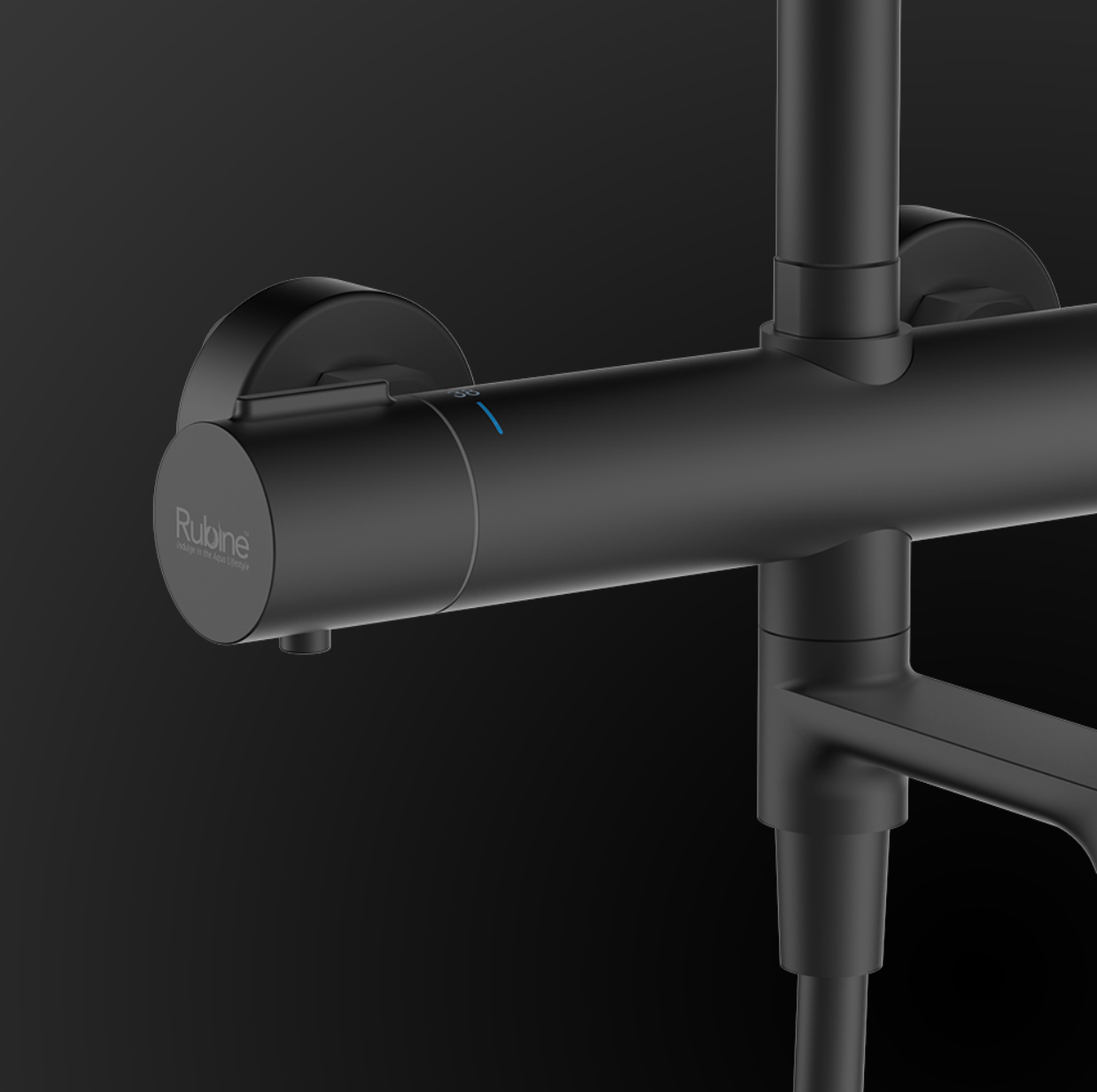 Rubine RSC-THERMO-R31-BK Rain Shower Set with Hand Shower and Shower Mixer in Matt Black (38800)<br>*Contact us for best price domaco.com.sg