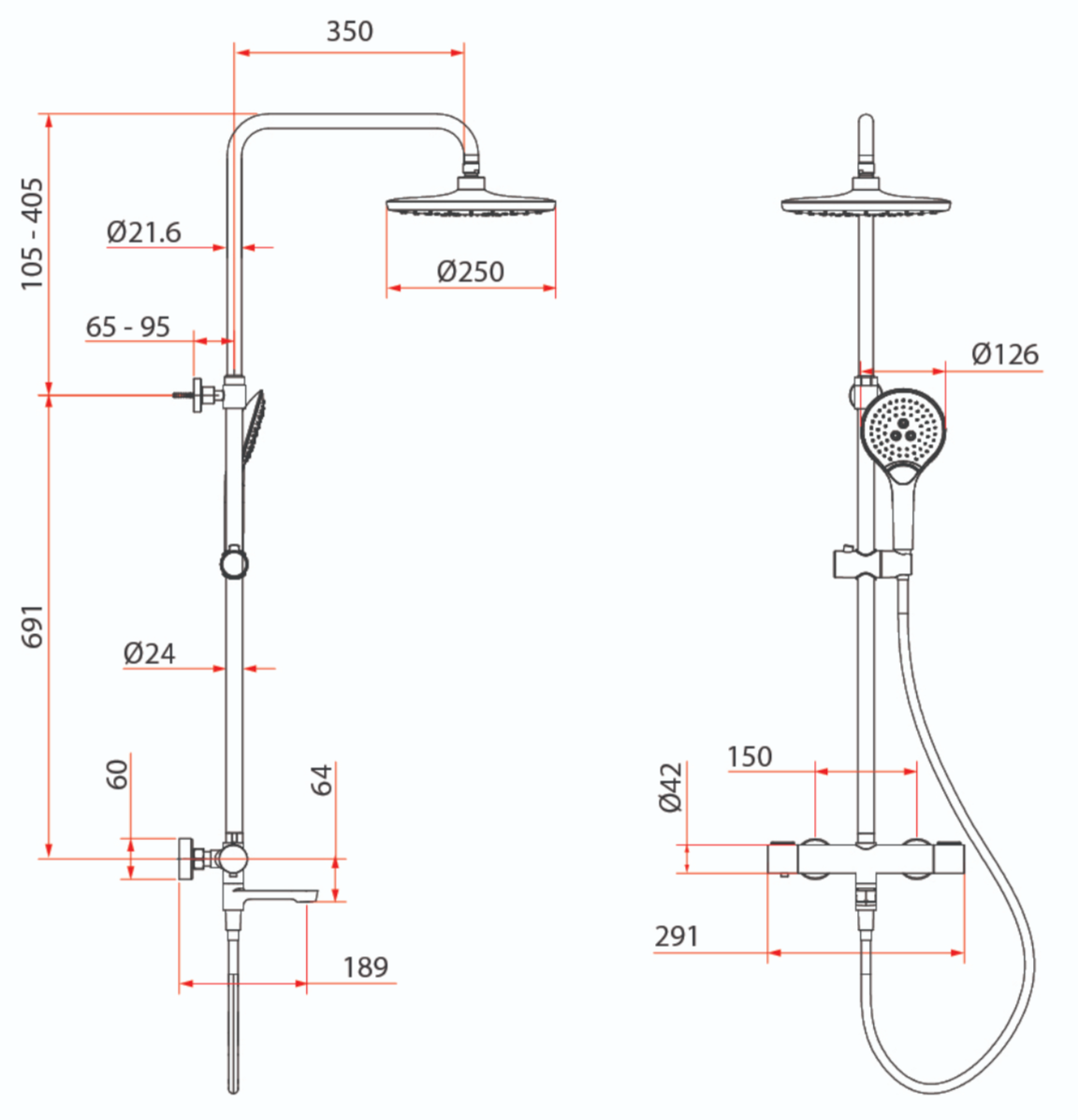 Rubine RSC-THERMO-R31-CH Rain Shower Set with Hand Shower and Shower Mixer in Chrome (36800)<br>*Contact us for best price domaco.com.sg