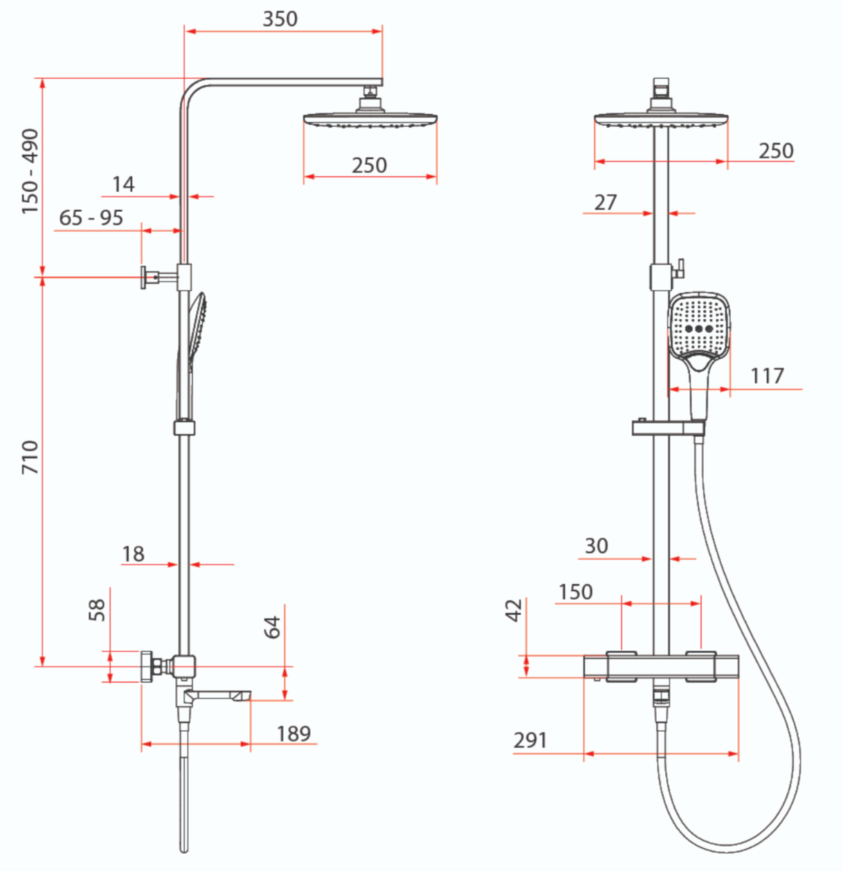 Rubine RSC-THERMO-S41-BK Rain Shower Set with Hand Shower and Shower Mixer in Matt Black (41800)<br>*Contact us for best price domaco.com.sg