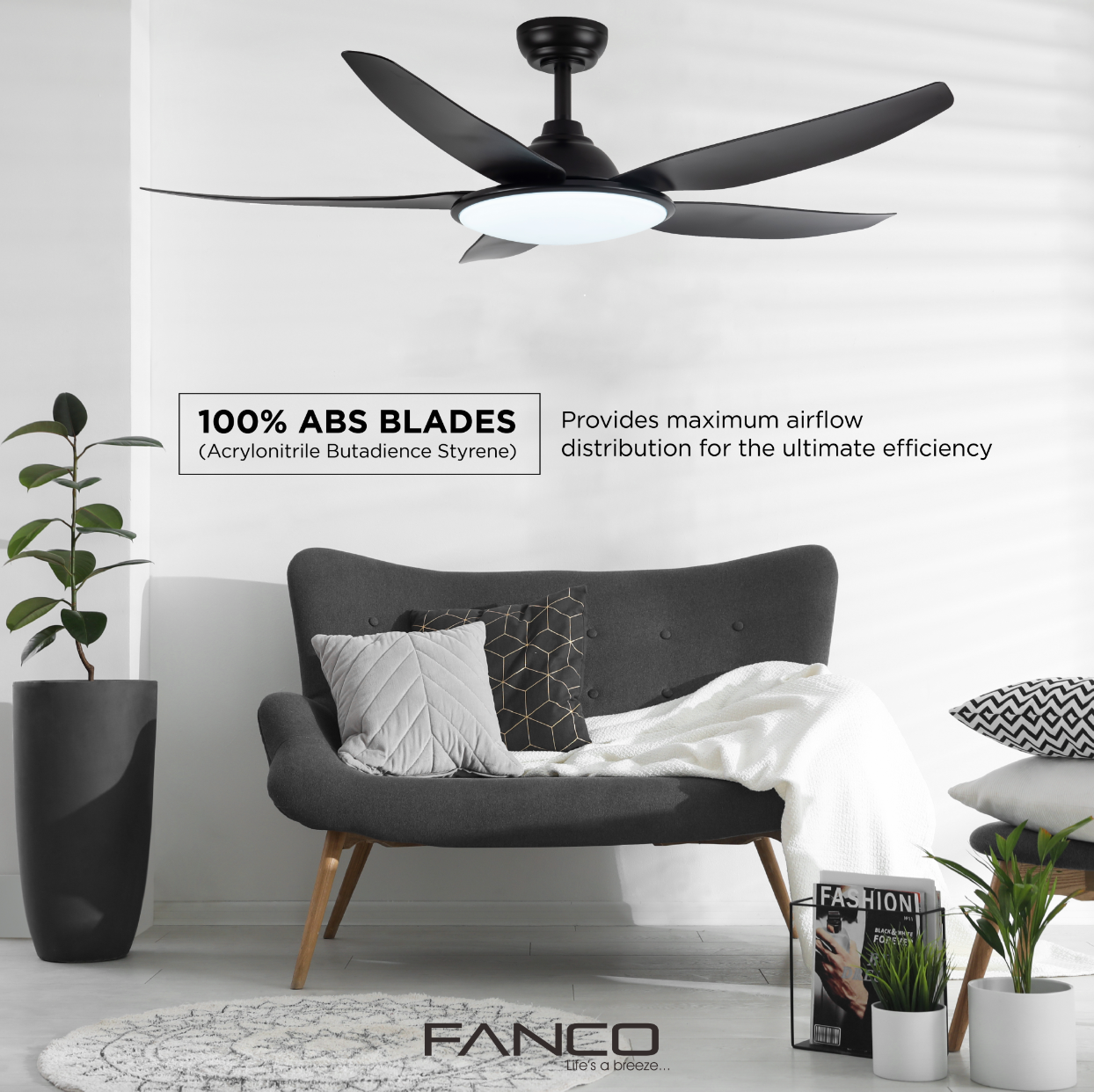 Fanco Tributo DC Ceiling Fan with 36W LED RGB Light Kit and Remote domaco.com.sg