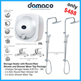 Storage Heater with Round Rain Shower and Shower Mixer Tap Package - 30L domaco.com.sg