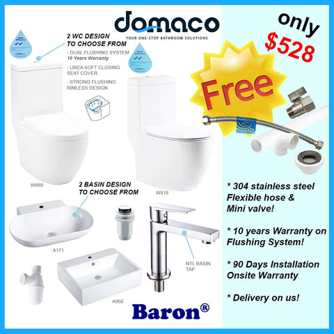 Supreme Package Toilet Bowl and Basin - Domaco