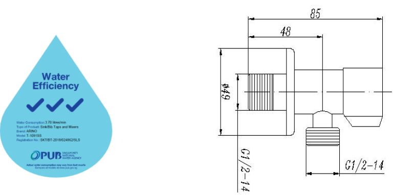 ARINO T-1091SS ANGLE VALVE - Domaco