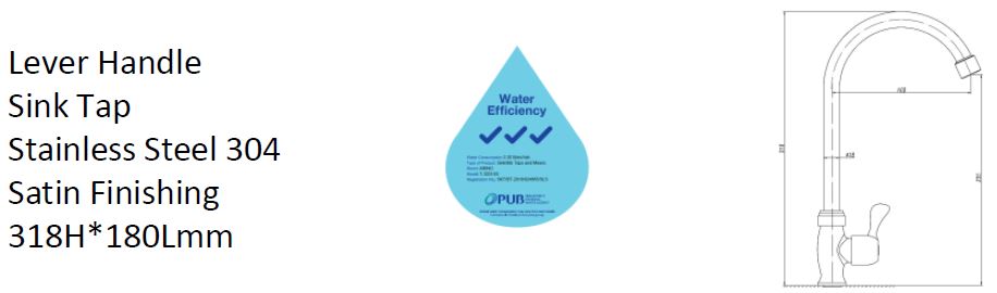 ARINO T-3031SS LEVER HANDLE SINK TAP - Domaco