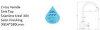 ARINO T-3034BSS CROSS HANDLE SINK TAP - Domaco