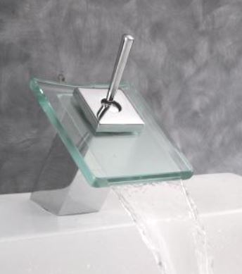 Arino T-6506SQ-2 Waterfall Square Basin Mixer with Transparent Glass (Joy Stick Handle) (12800)<br>*Contact us for best price - Domaco