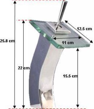 Arino T-6506SQL-2 Waterfall Square Tower Basin Mixer with Transparent Glass (Joy Stick Handle) (14800)<br>*Contact us for best price - Domaco