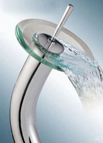 Arino T-6508L-2 & T-6508TBKL-2 Waterfall Basin Mixer with Transparent Glass (7580)<br>*Contact us for best price - Domaco