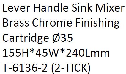 ARINO T-6136-2 SINGLE LEVER HANDLE SINK MIXER TAP - Domaco