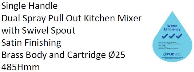 ARINO T-8000A-3 (Chrome) & TS-8000A-3 (Satin) PULL-OUT SPOUT LEVER HANDLE SINK MIXER - Domaco