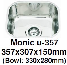 Monic-U-357 Kitchen Sink - Undermount Single Bowl - Domaco