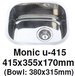Monic-U-415 Kitchen Sink - Undermount Single Bowl - Domaco