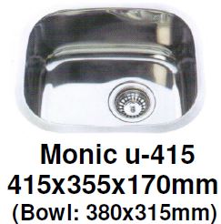 Monic-U-415 Kitchen Sink - Undermount Single Bowl - Domaco