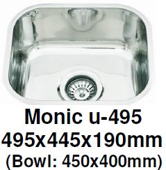 Monic-U-495 Kitchen Sink - Undermount Single Bowl - Domaco