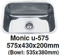 Monic-U-575 Kitchen Sink - Undermount Single Bowl - Domaco