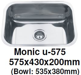 Monic-U-575 Kitchen Sink - Undermount Single Bowl - Domaco