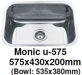Monic-U-575 Kitchen Sink - Undermount Single Bowl - Domaco