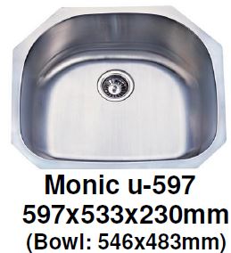 Monic-U-597 Kitchen Sink - Undermount Single Bowl - Domaco