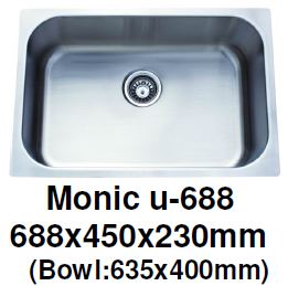 Monic-U-688 Kitchen Sink - Undermount Single Bowl - Domaco