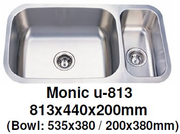 Monic-U-813 Kitchen Sink - Undermount Double Bowl - Domaco