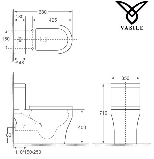Vasile V519 1-Piece Toilet Bowl domaco.com.sg