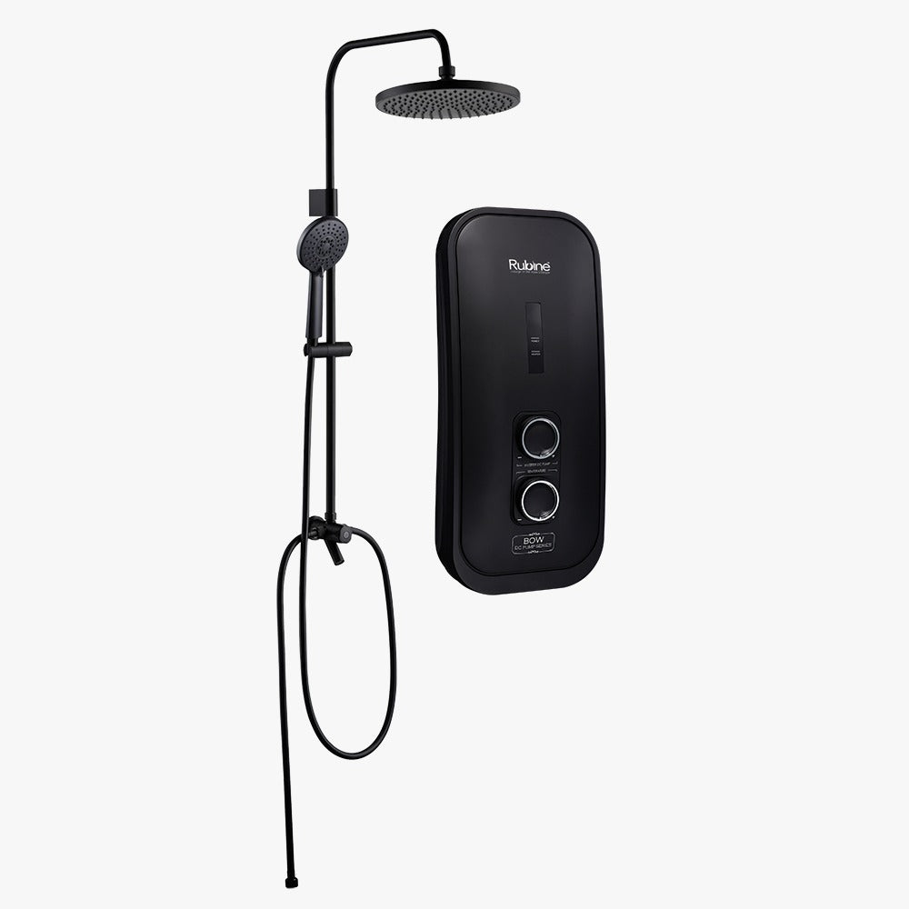 Rubine RWH-3388 in Matt Black White or Full Black Edition Instant Water Heater With DC Water Booster Pump & Rain Shower domaco.com.sg