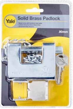 Yale Y1800/80/117/1 Padlock C/W Padlock Holder and 5 Keys - Domaco