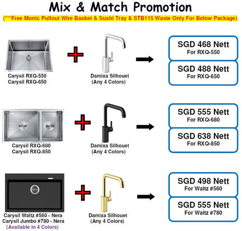 Carysil Sink & Damixa Sink Mixer Tap Promo Package - Domaco