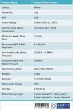 Champs City Instant Water Heater - Domaco