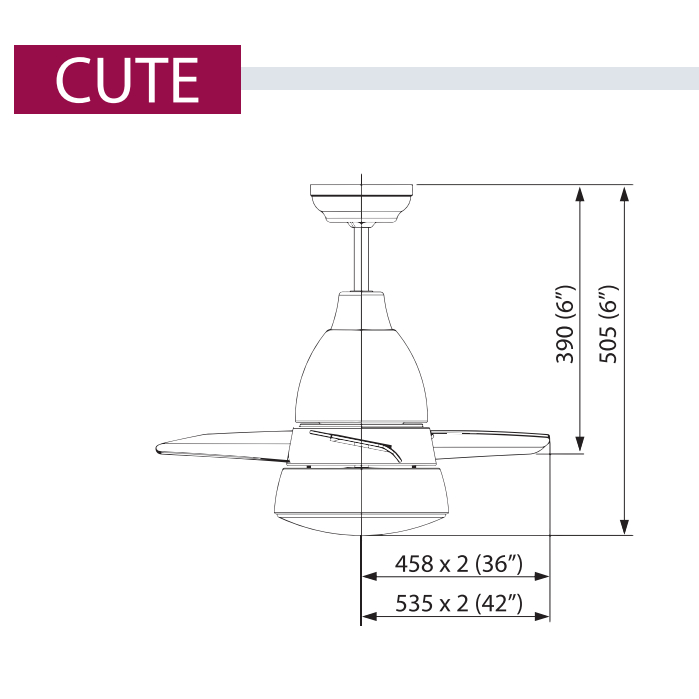 Rubine Cute DC Ceiling Fan domaco.com.sg